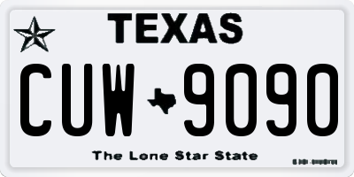 TX license plate CUW9090