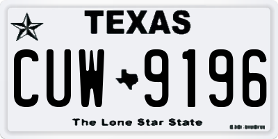 TX license plate CUW9196