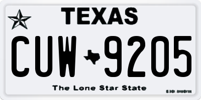 TX license plate CUW9205