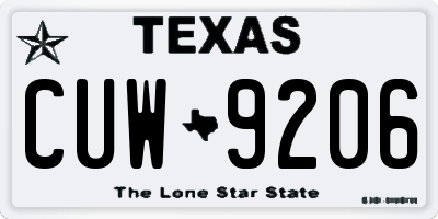 TX license plate CUW9206