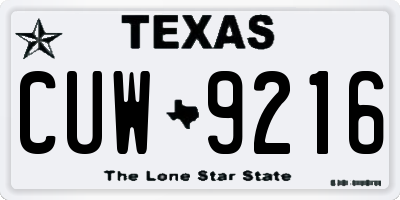 TX license plate CUW9216