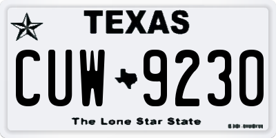 TX license plate CUW9230