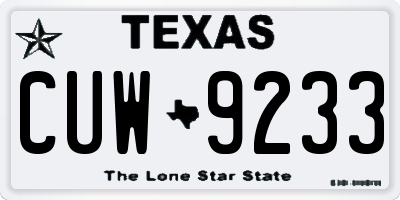 TX license plate CUW9233