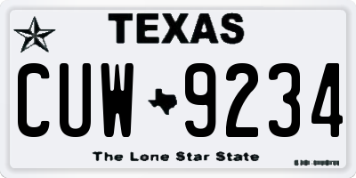TX license plate CUW9234