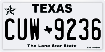 TX license plate CUW9236