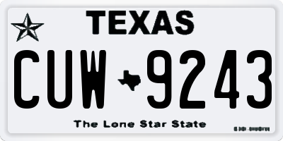 TX license plate CUW9243