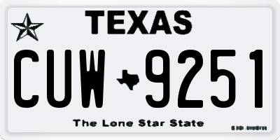 TX license plate CUW9251