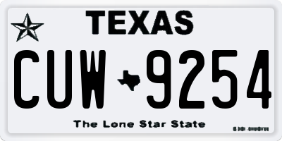 TX license plate CUW9254
