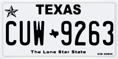 TX license plate CUW9263