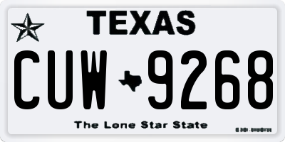 TX license plate CUW9268