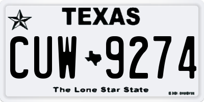 TX license plate CUW9274