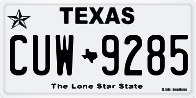 TX license plate CUW9285