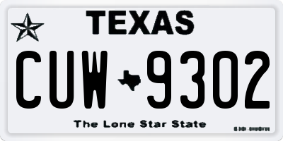TX license plate CUW9302