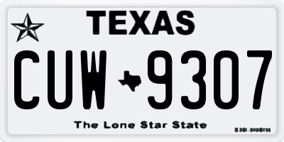 TX license plate CUW9307