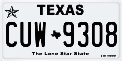 TX license plate CUW9308