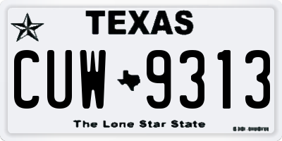 TX license plate CUW9313
