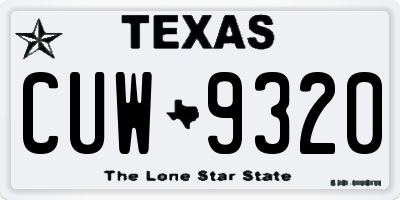TX license plate CUW9320