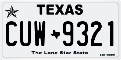 TX license plate CUW9321