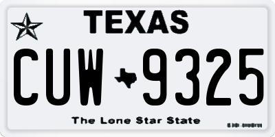 TX license plate CUW9325