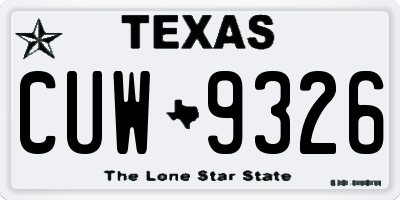 TX license plate CUW9326
