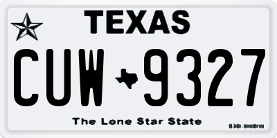 TX license plate CUW9327