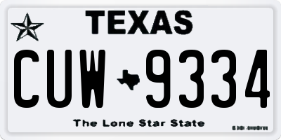 TX license plate CUW9334