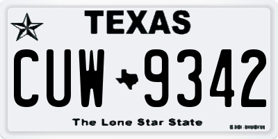 TX license plate CUW9342