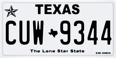 TX license plate CUW9344