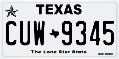 TX license plate CUW9345