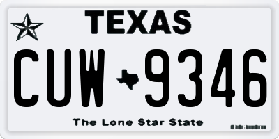 TX license plate CUW9346
