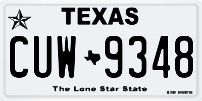 TX license plate CUW9348