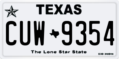 TX license plate CUW9354