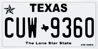 TX license plate CUW9360