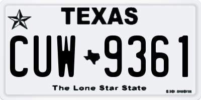 TX license plate CUW9361