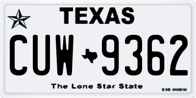 TX license plate CUW9362