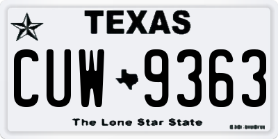 TX license plate CUW9363