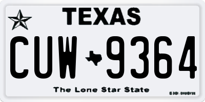 TX license plate CUW9364