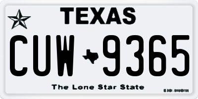 TX license plate CUW9365