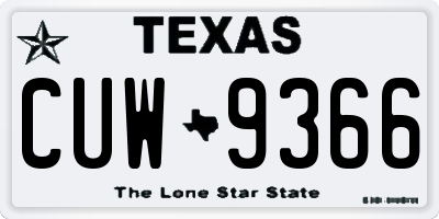 TX license plate CUW9366