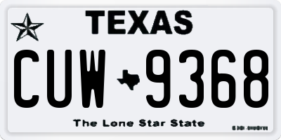 TX license plate CUW9368