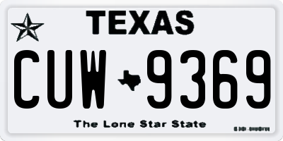 TX license plate CUW9369