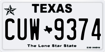 TX license plate CUW9374