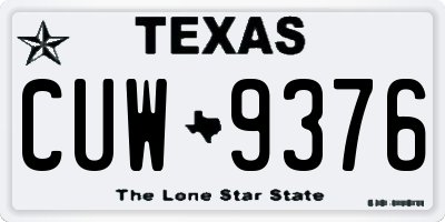 TX license plate CUW9376