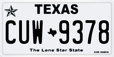 TX license plate CUW9378