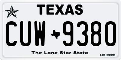 TX license plate CUW9380