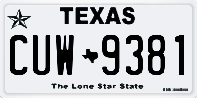 TX license plate CUW9381