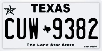 TX license plate CUW9382