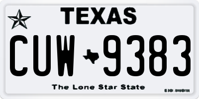 TX license plate CUW9383