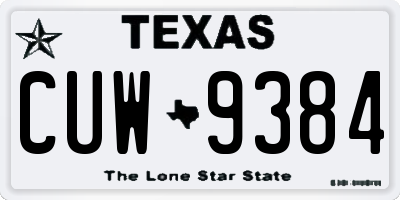TX license plate CUW9384