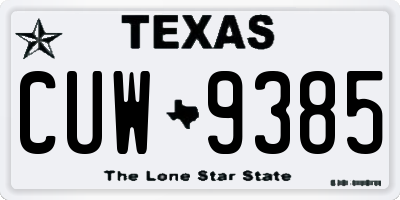 TX license plate CUW9385